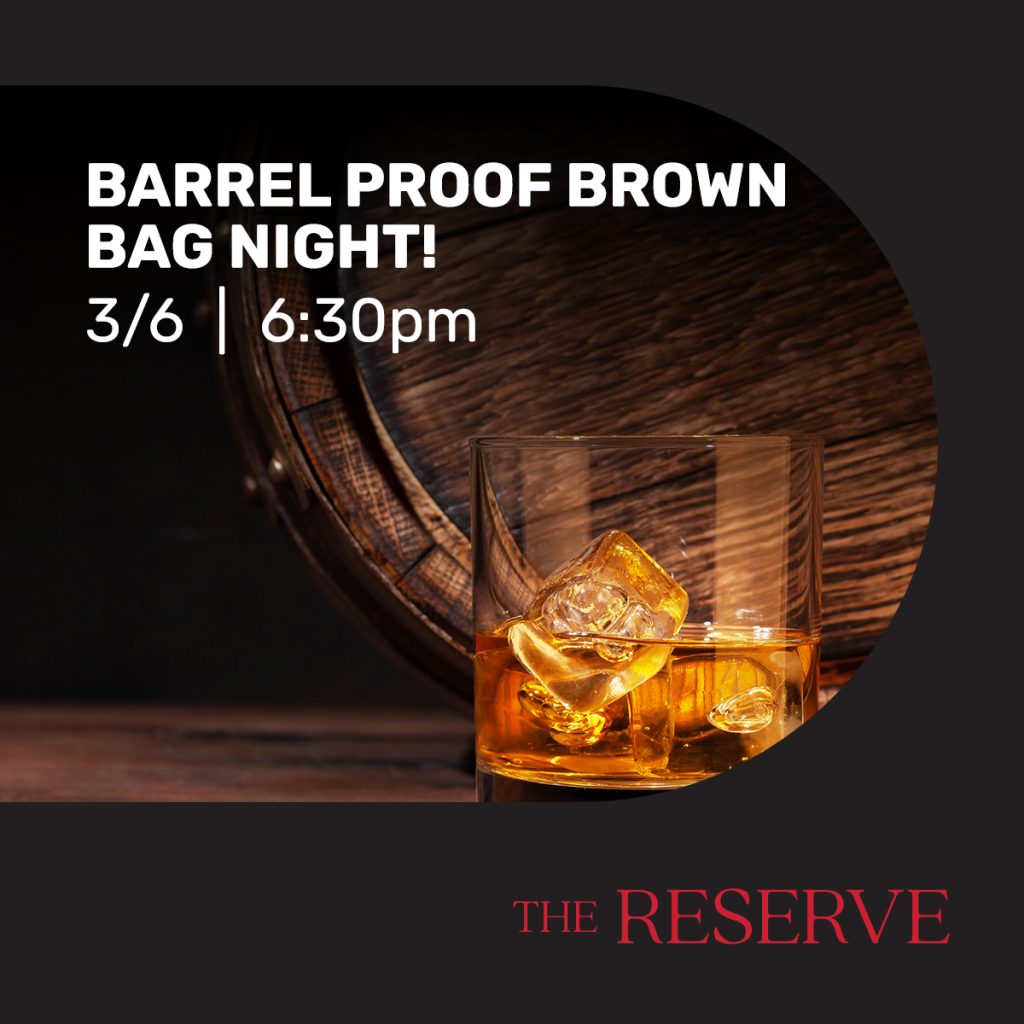 Graphic of bourbon in glass in front of barrel